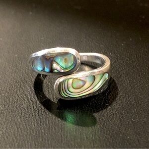 Sterling Silver Abalone Bypass Ring Size 7-1/4 | Adjustable By Jeweler